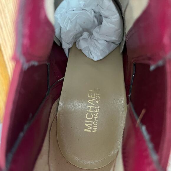 Michael Kors Evaline Suede Leather Block Heel Boots‎ Size 6 Mulberry Red NEW - Picture 13 of 13